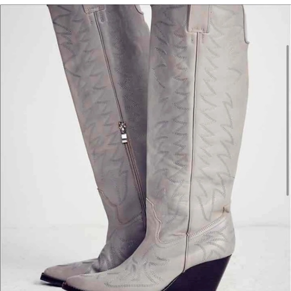 Free People Jeffrey Campbell NIB Size 9 Big Sky Western Boot Grey Cowboy knee - Picture 3 of 4